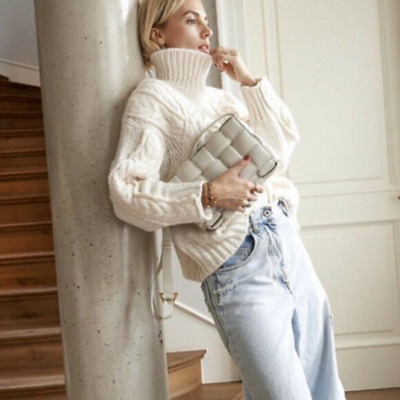 ZARA ECRU OVERSIZED CABLE-KNIT SWEATER JUMPER Size S - Picture 8 of 16